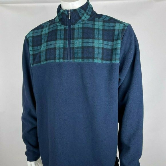 Brooks Brothers 1/2 Zip Fleece Pullover Sweater Long Sleeve Blue Mens XL EUC - Picture 3 of 15
